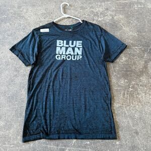 Blue Man Group Shirt Mens M Medium Dark Blue Short Sleeve Spell Out T Shirt